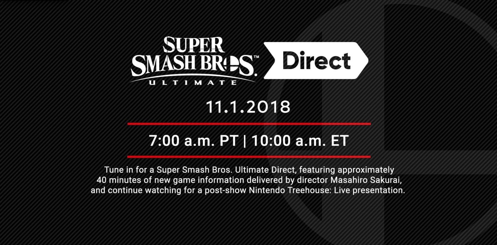 Tendremos el último Nintendo Direct sobre Super Smash Bros. Ultimate este 1 de Noviembre