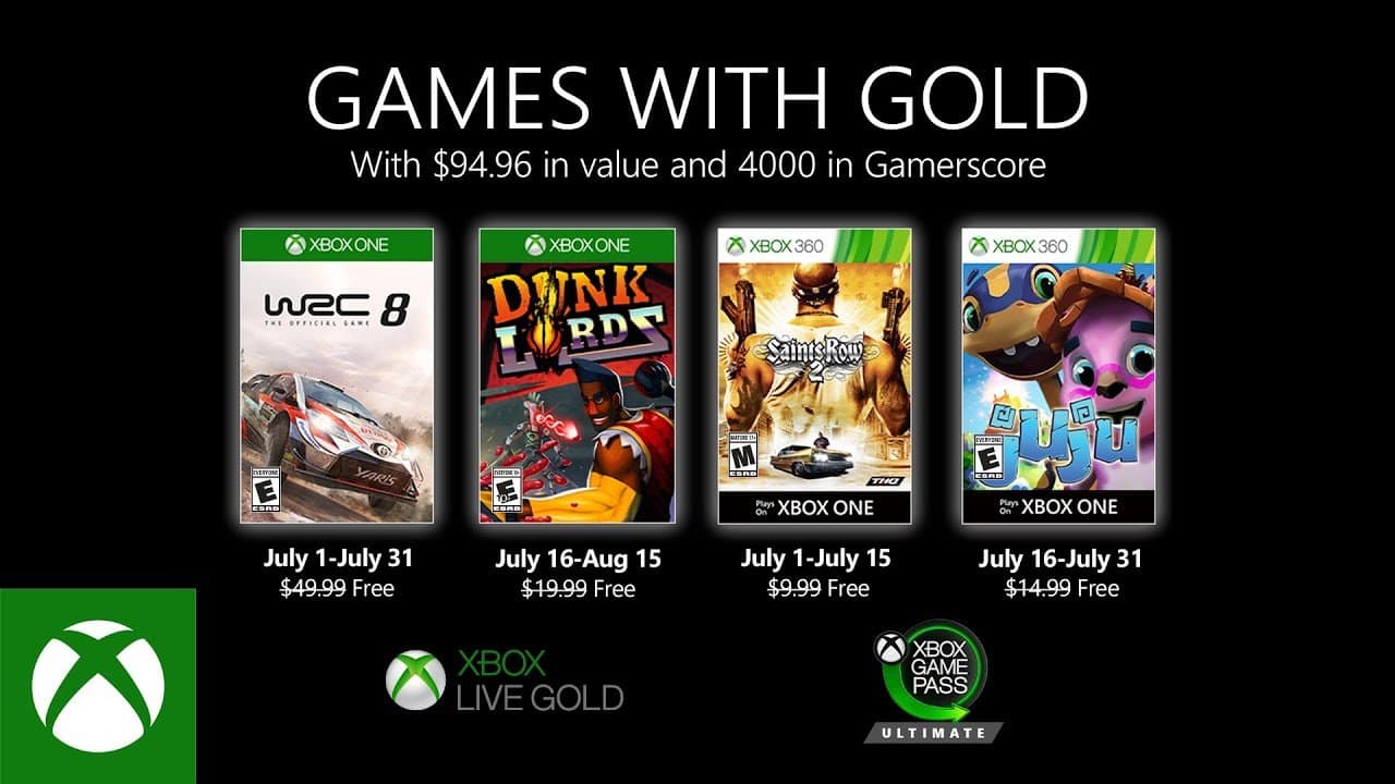 Estos son los Games with Gold para julio 2020