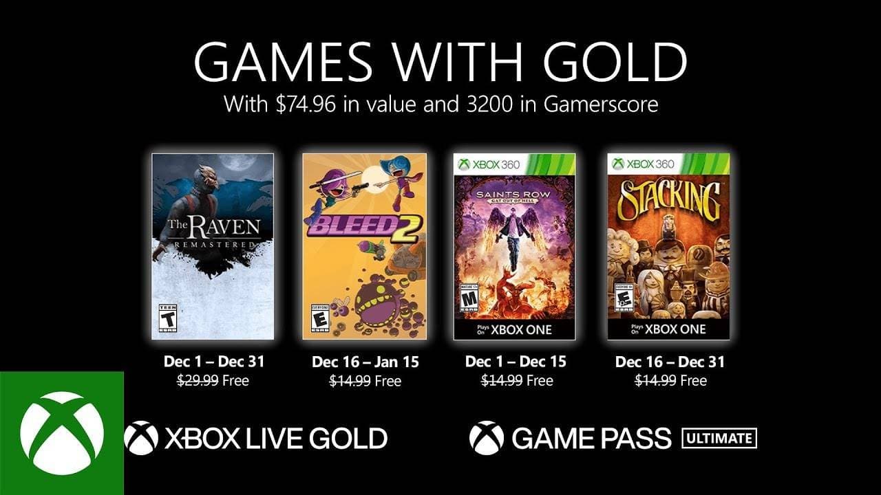 Estos son los Games with Gold para diciembre 2020