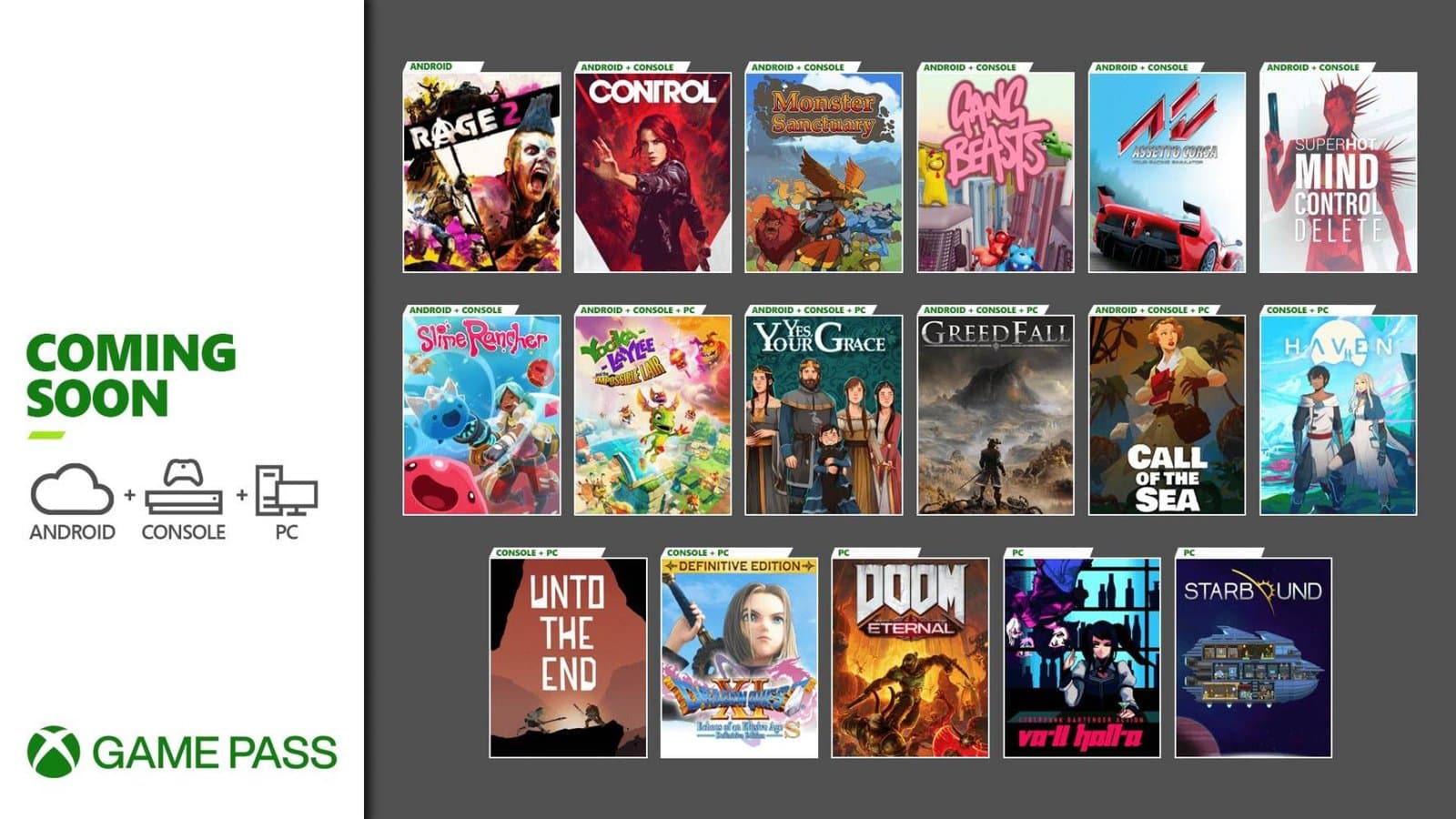 Control, Doom Eternal y Dragon Quest XI son algunos juegos que llegan a Xbox Game Pass en diciembre