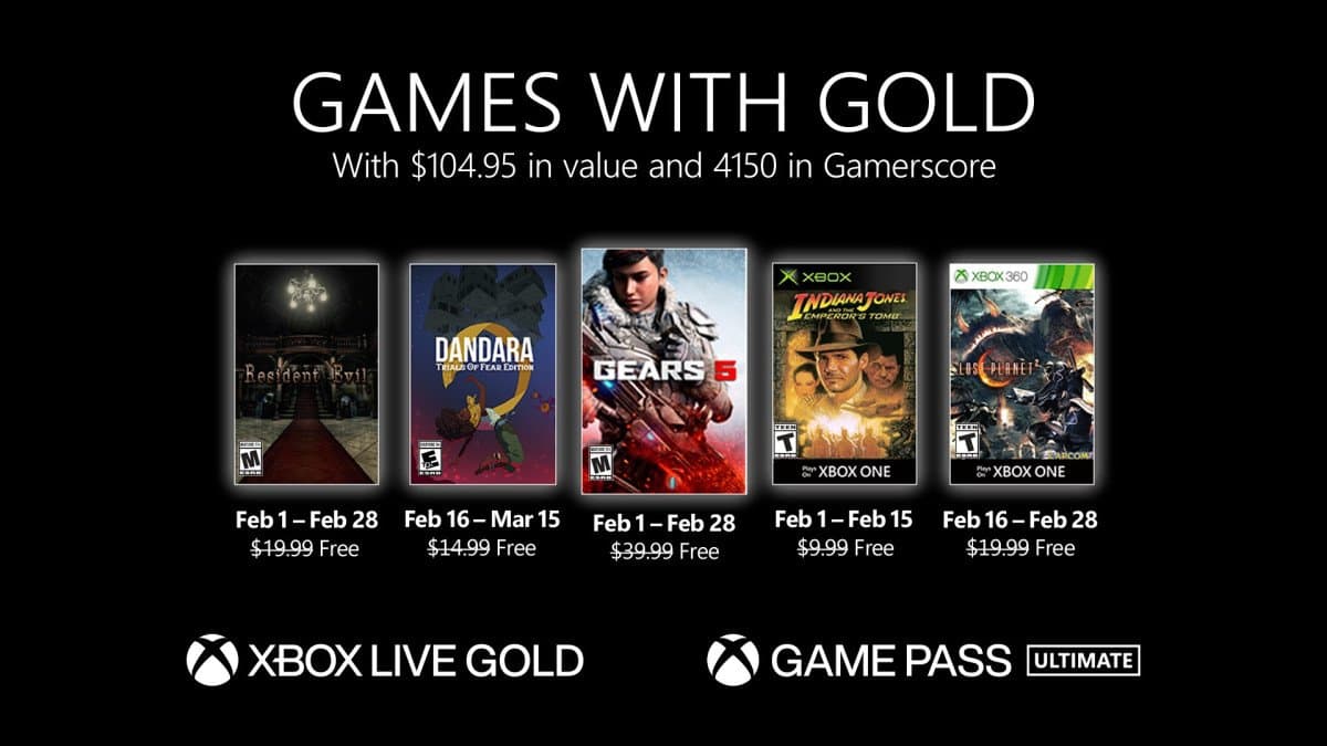 Xbox anuncia los Games with Gold de febrero destacando el Gears 5