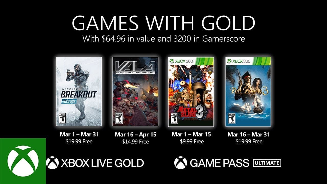 Estos son los Games with Gold para el mes de marzo