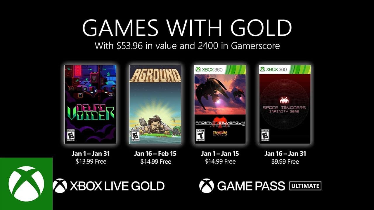 Xbox anuncia sus Games with Gold para enero 2022