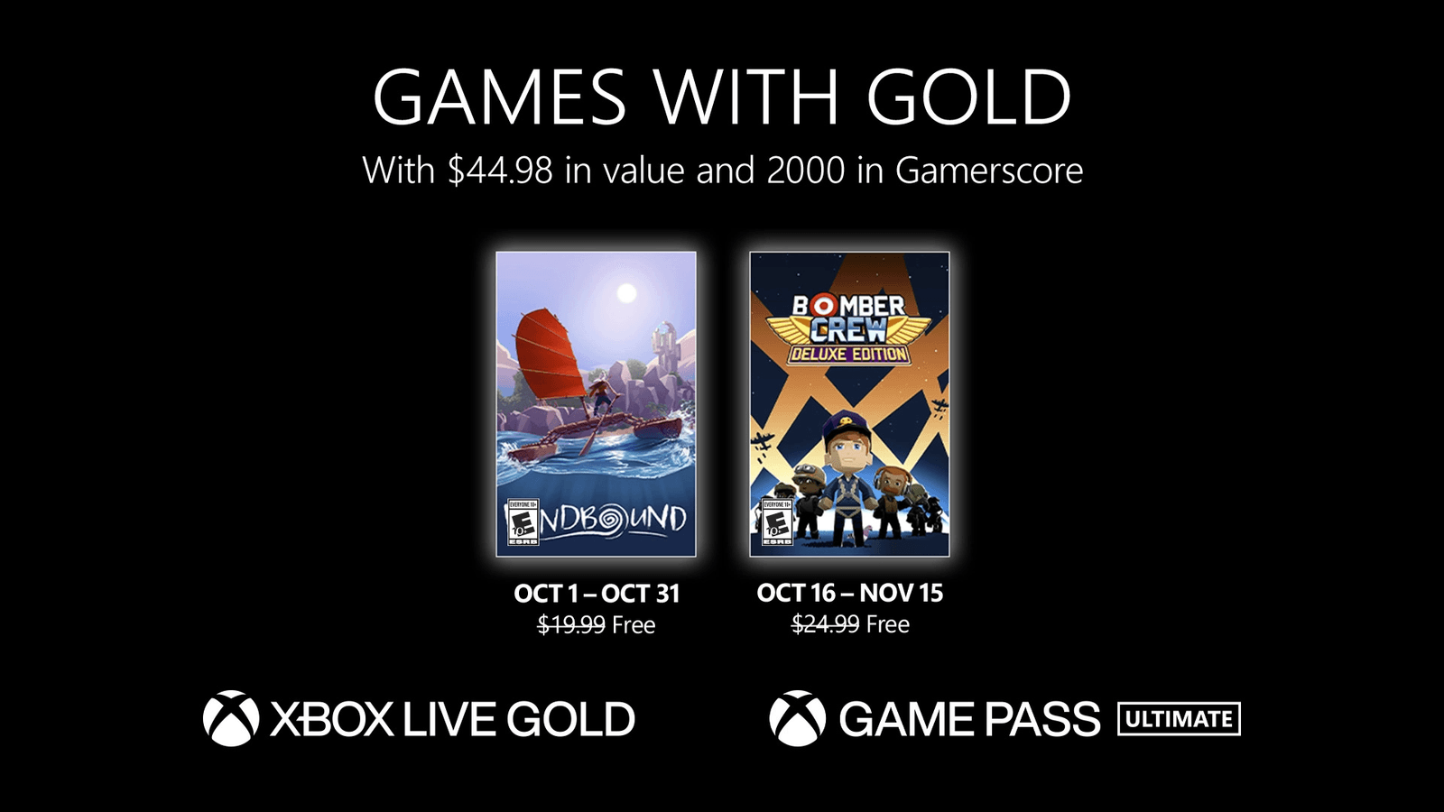 Estos son los Games with Gold de octubre