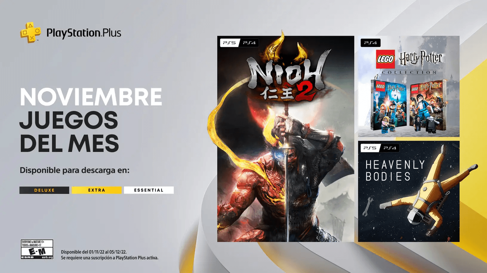 Estos son los juegos mensuales de PlayStation Plus de noviembre