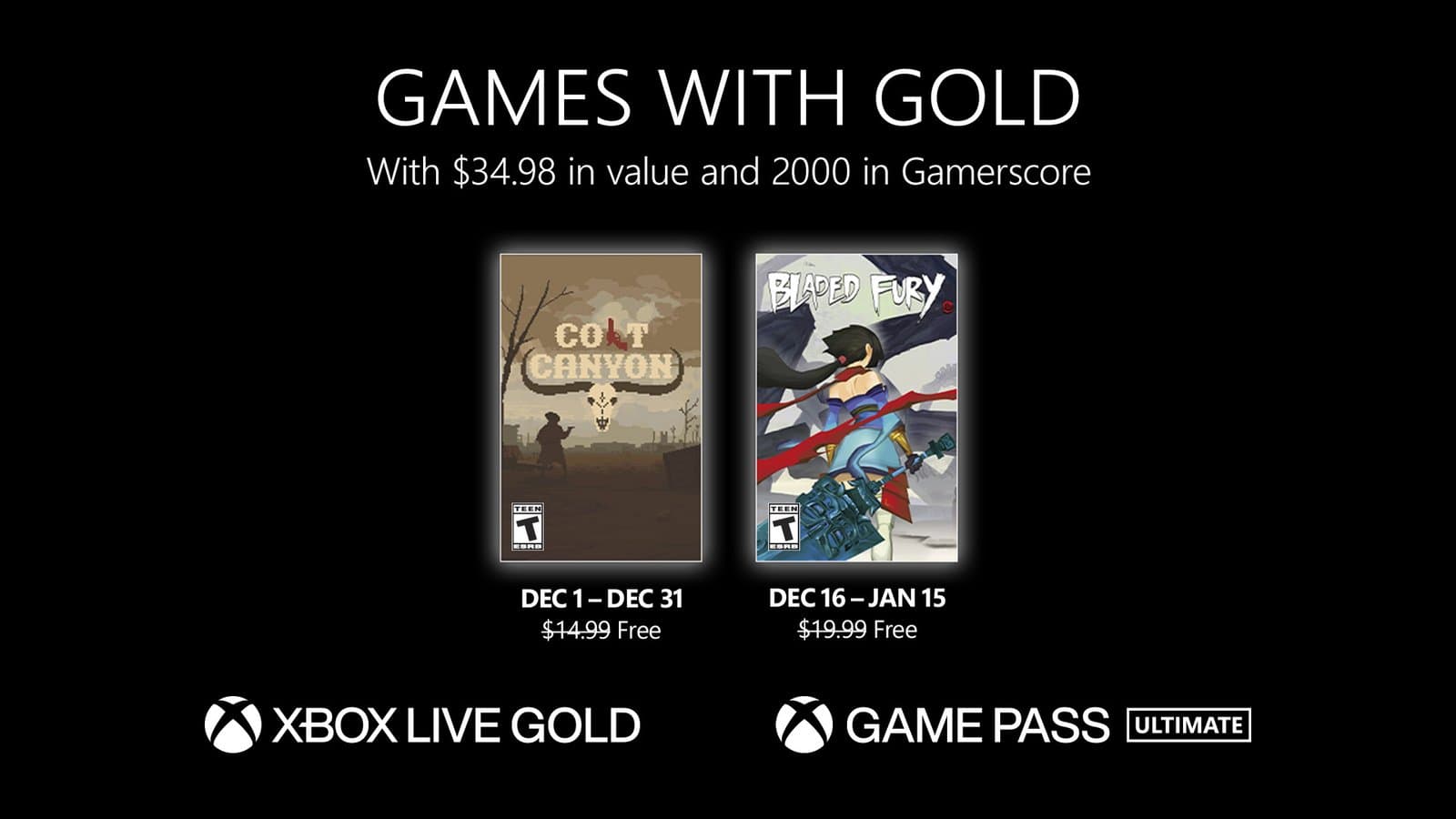 Estos son los Games with Gold de diciembre