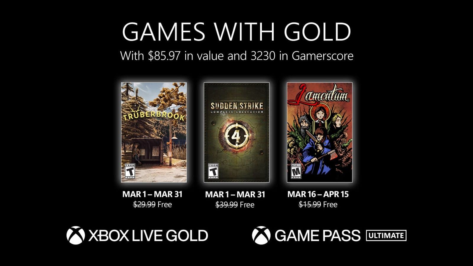 Xbox anunciado los Games with Gold para el mes de marzo 2023