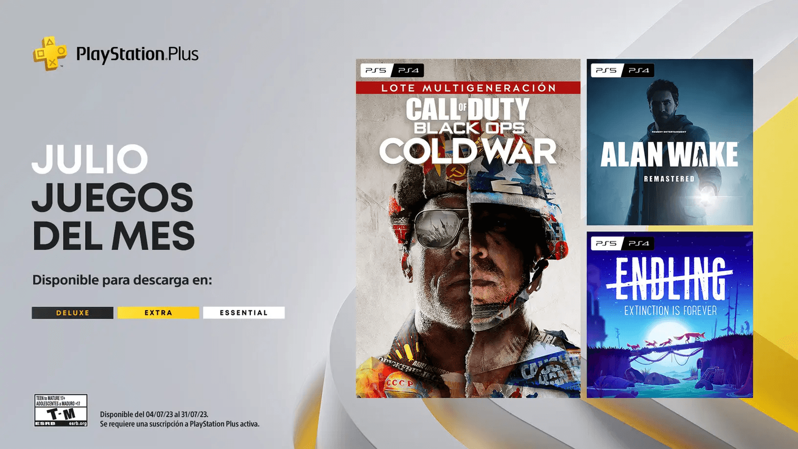 Destacan Call of Duty: Black Ops Cold War y Alan Wake Remastered en los juegos mensuales de PlayStation Plus de julio