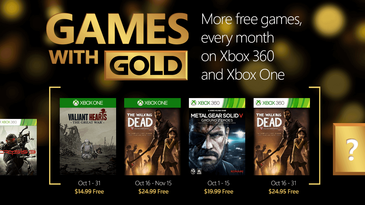 Valiant Hearts y The Walking Dead gratis en Octubre para miembros Gold
