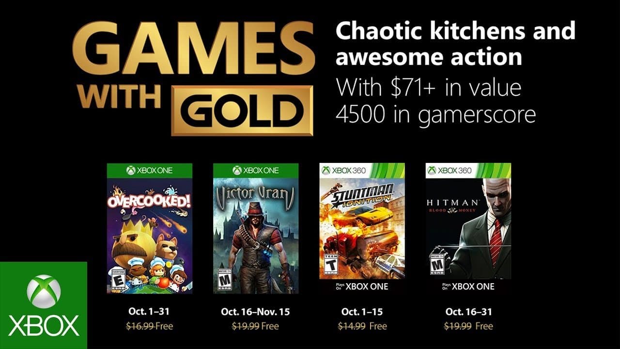 Microsoft anuncia sus Games with Gold para el mes de Octubre