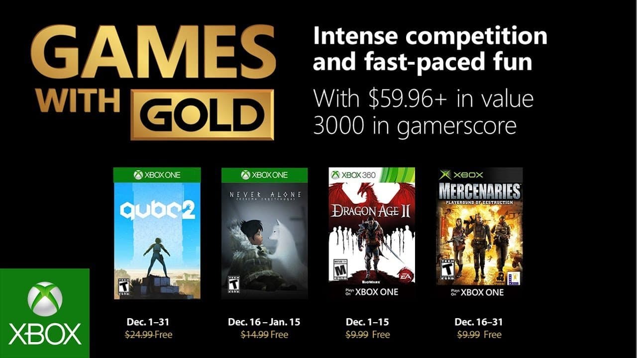 Estos son los juegos gratis de Diciembre para Xbox Live Gold