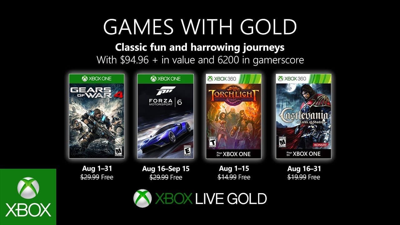 Xbox muestra su alineación de juegos gratuitos para el mes de agosto