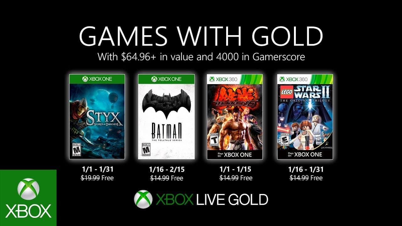 Xbox revela los Games with Gold para enero de 2020