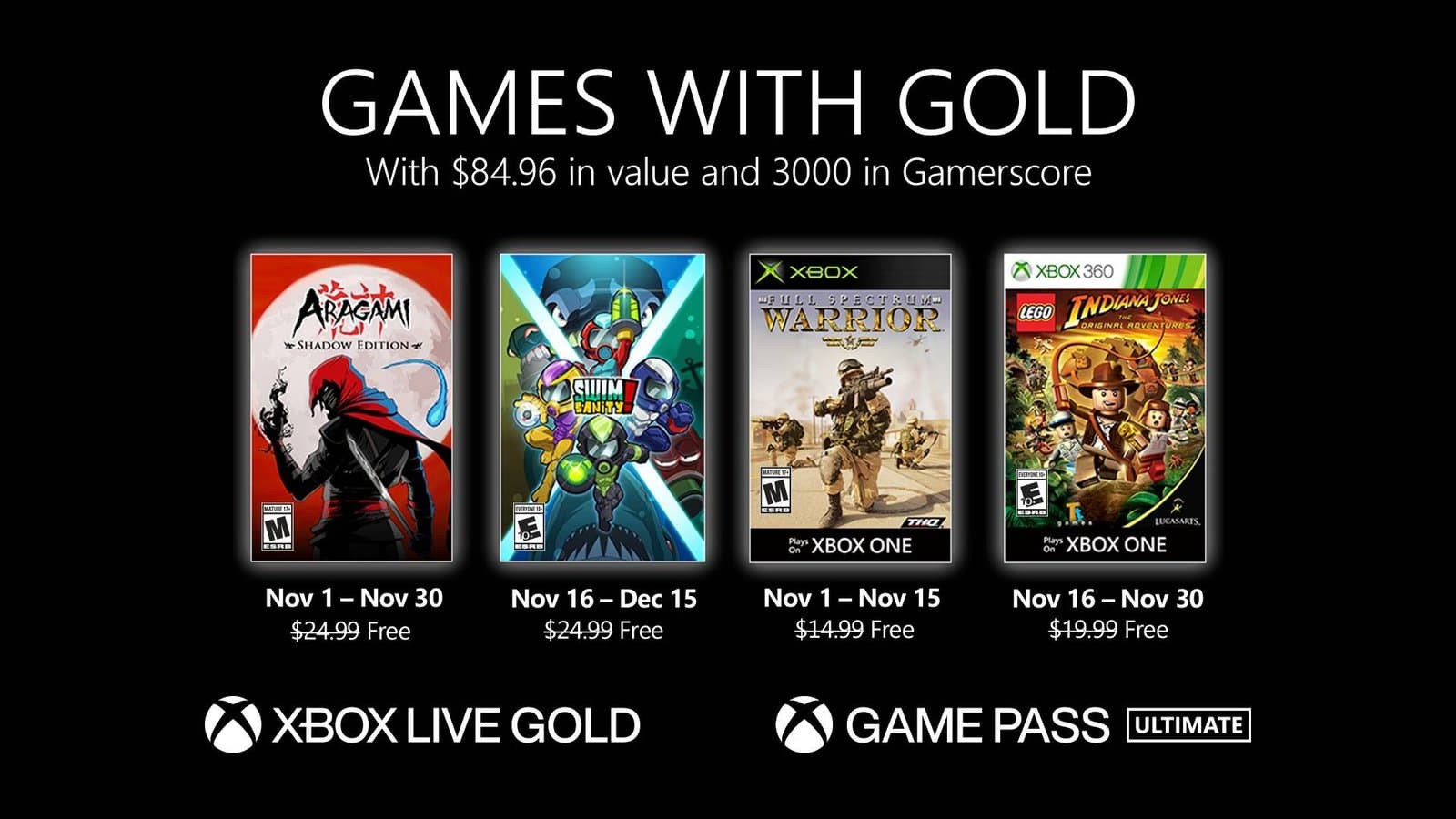 Estos son los juegos gratis de Xbox para noviembre 2020