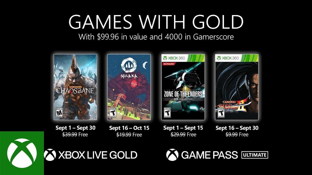 Anunciado los Games with Gold de septiembre